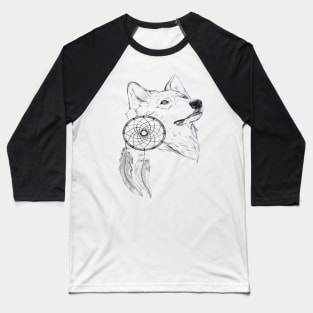 Wolf And Dreamcatcher Baseball T-Shirt